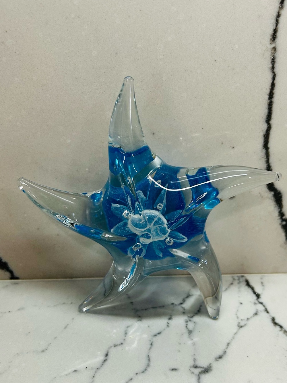 Blown Glass Starfish Paperweight: Vintage Dynasty Gallery Cobalt Blue